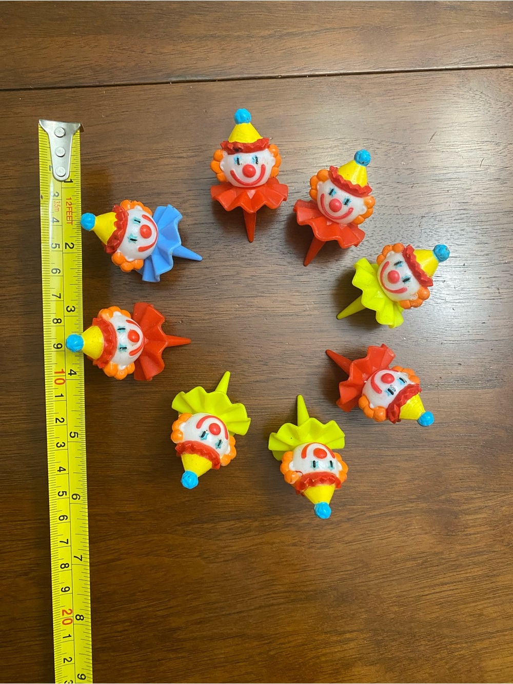 Vintage Clown Cupcake Toppers 8 Plastic